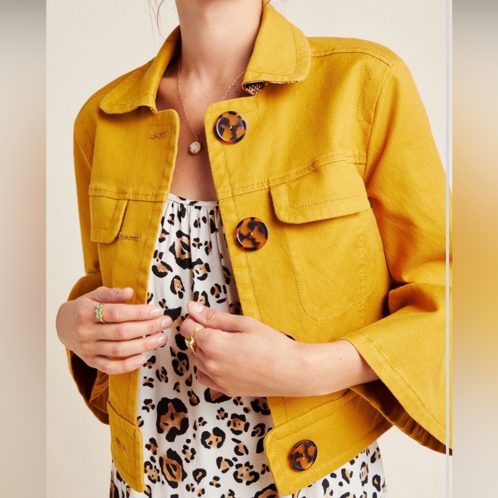 Nora Flounce Sleeve Jacket Anthropologie sz M